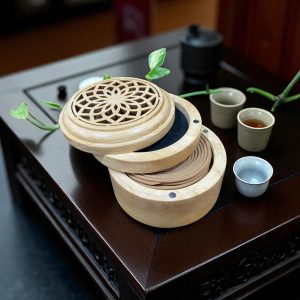 Bộ thưởng nhang vòng 4 giờ PQR2M01 – hộp gỗ Ngà Voi – trầm tự nhiên Quảng Nam