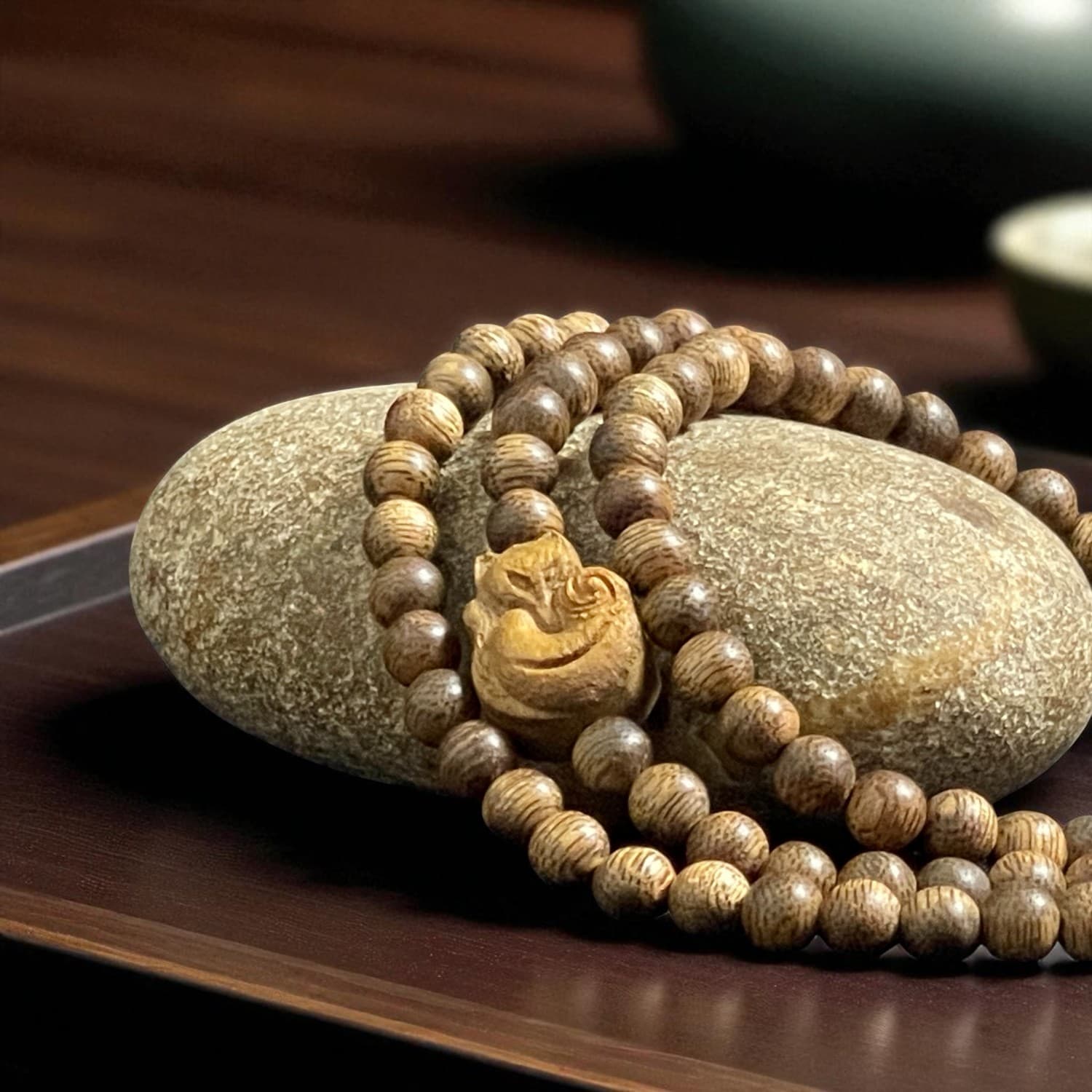 Chuỗi Hạt Trầm Hương 6mm Charm Hồ Ly – Cao Cấp