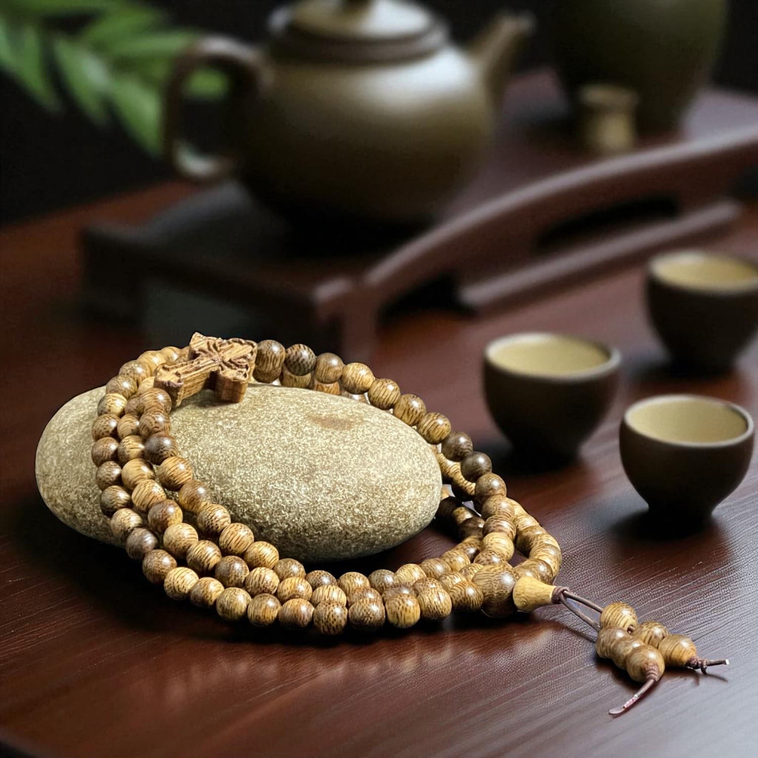 Chuỗi Hạt Tròn 6mm Mix Charm Trầm Hương Thánh Giá Qntg321 Cao Cấp