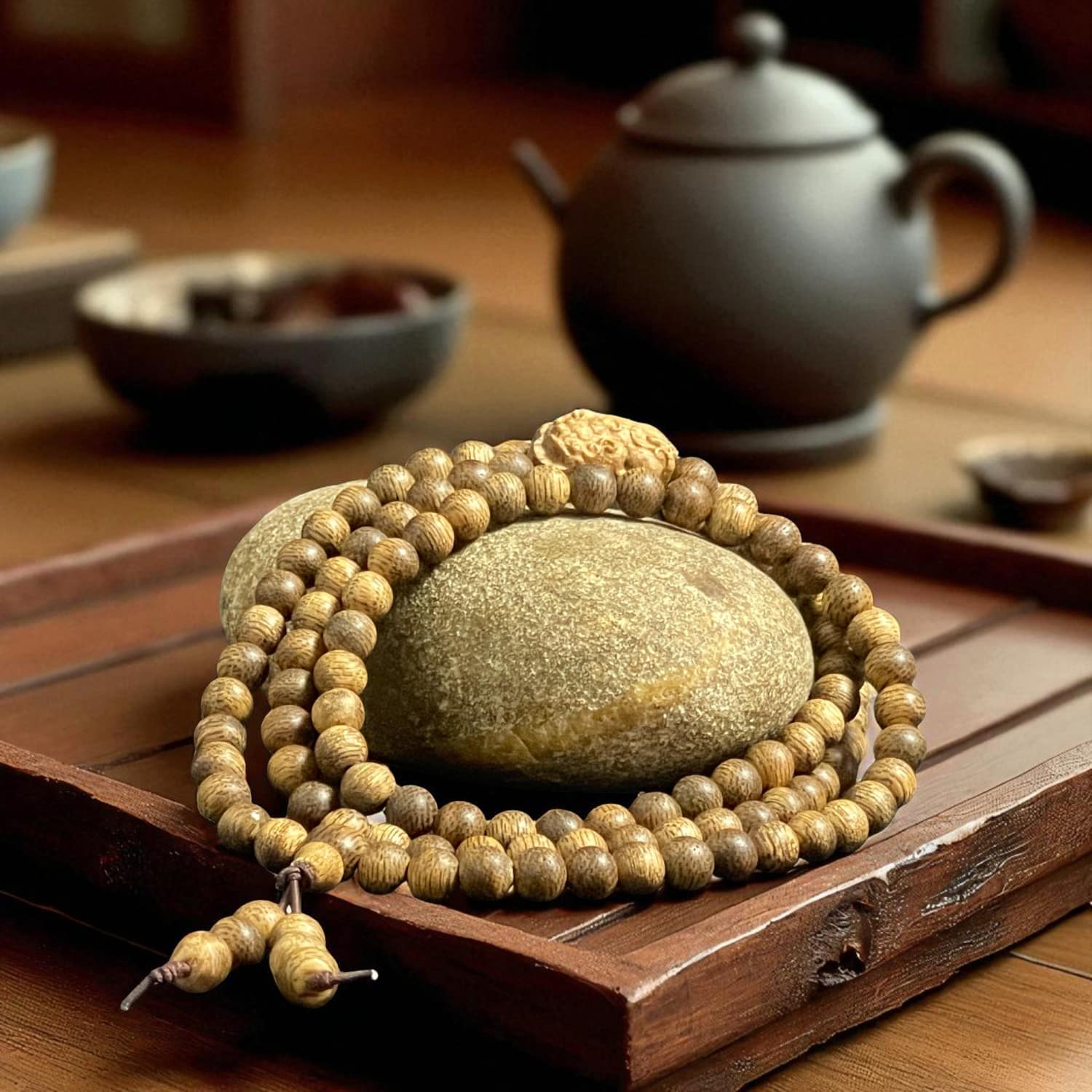 Chuỗi Hạt Tròn 6mm Mix Charm Trầm Hương Tỳ Hưu Qnth321 Cao Cấp