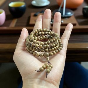 Chuỗi Hạt Tròn 6mm Trầm Hương IDTH5M2 Thượng Hạng – 108 hạt, hương ngọt sâu, vân dầu rõ Indonesia