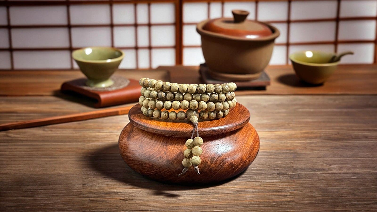 Chuỗi Hạt Tròn 6mm Trầm Hương IDTH5M2 Thượng Hạng – 108 hạt, hương ngọt sâu, vân dầu rõ Indonesia