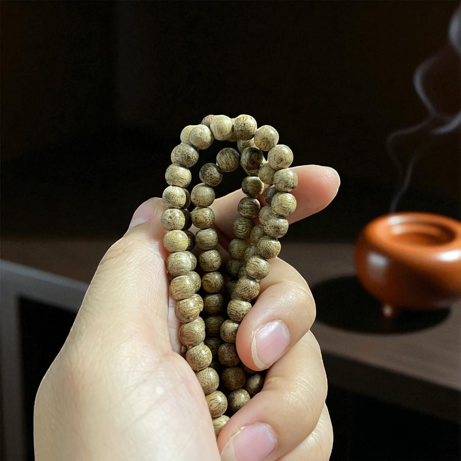 Chuỗi Hạt Tròn 6mm Trầm Hương Banh Trứng Cút Tcvn003 Cao Cấp