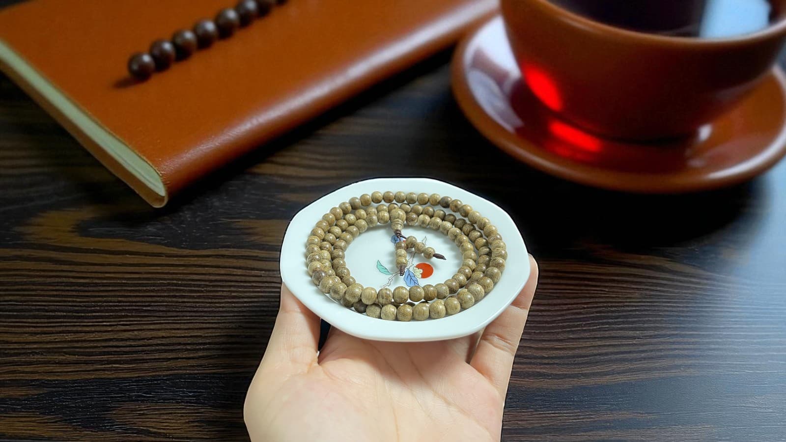 Chuỗi Hạt Tròn 6mm Trầm Hương Banh Trứng Cút Tcvn003 – 108 hạt thiêng, hương dịu nhẹ