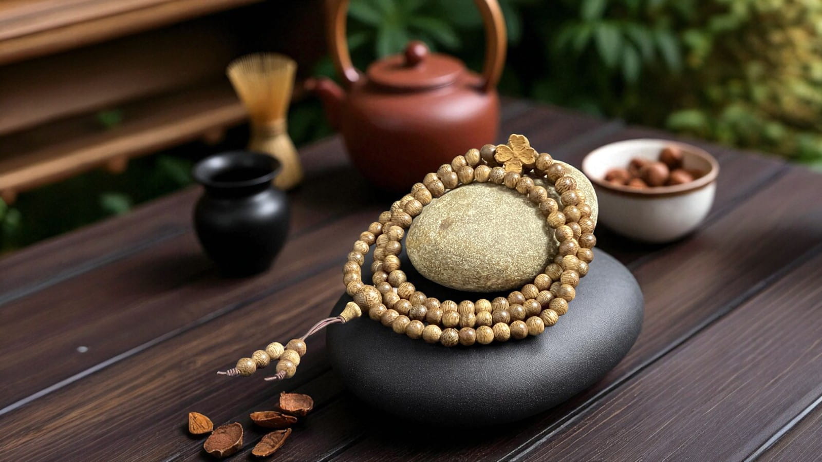 Chuỗi Hạt Tròn Mix Charm Trầm Hương Cỏ 4 Lá – Trang sức phong thủy may mắn