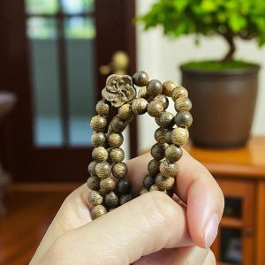 Chuỗi Hạt Tròn Mix Charm Trầm Hương Hoa Mai Qnhm321 Cao Cấp – vòng trầm hương phong thủy Quảng Nam