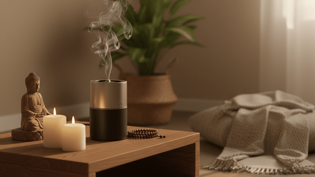 sacred space, grounding ritual, oud burner, home sanctuary, spiritual environment, meditation room