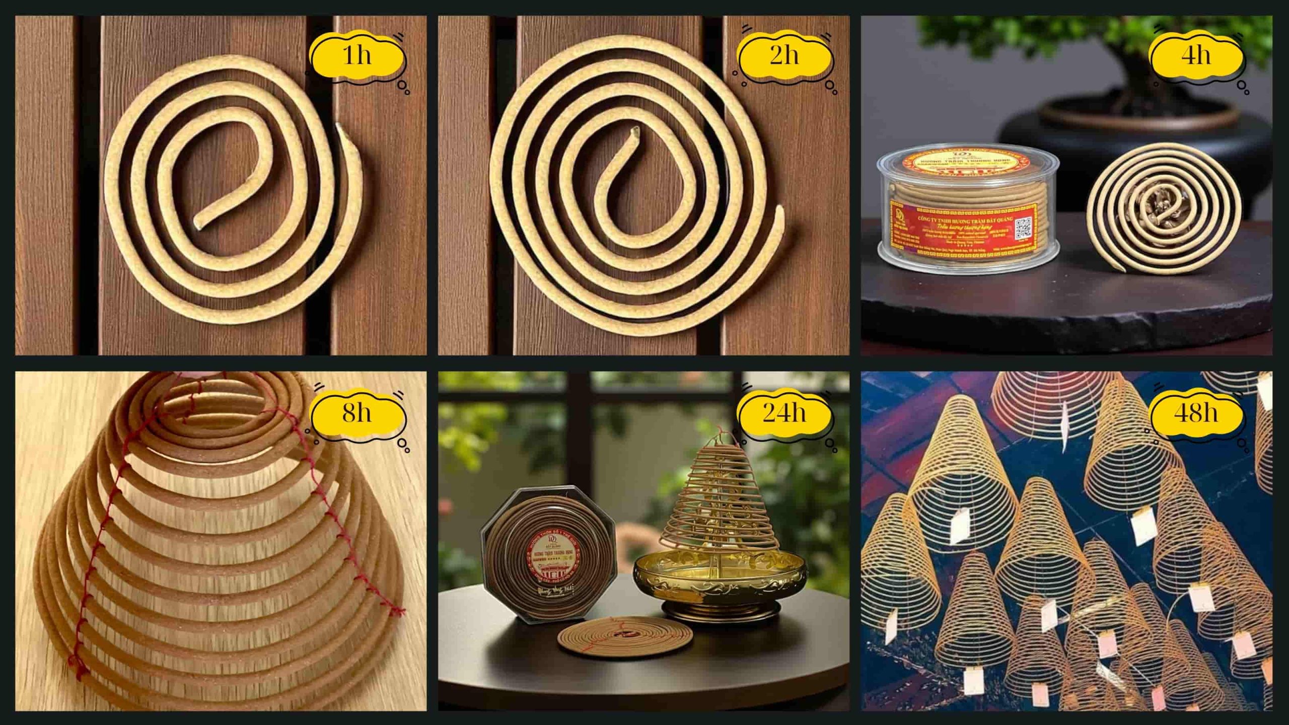 Nhang vòng trầm hương tự nhiên sạch, xếp gọn trên hộp tre