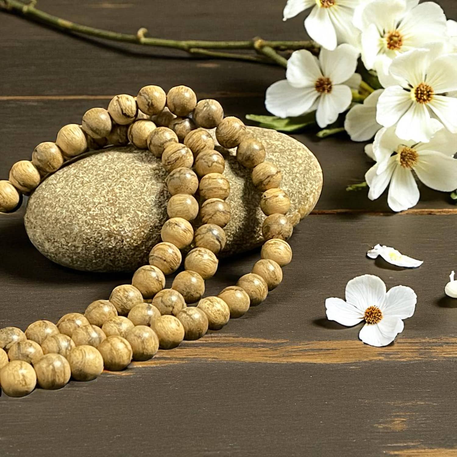 Chuỗi Hạt Tròn 8mm Trầm Hương Kalimantan KLID0M2 Thượng Hạng