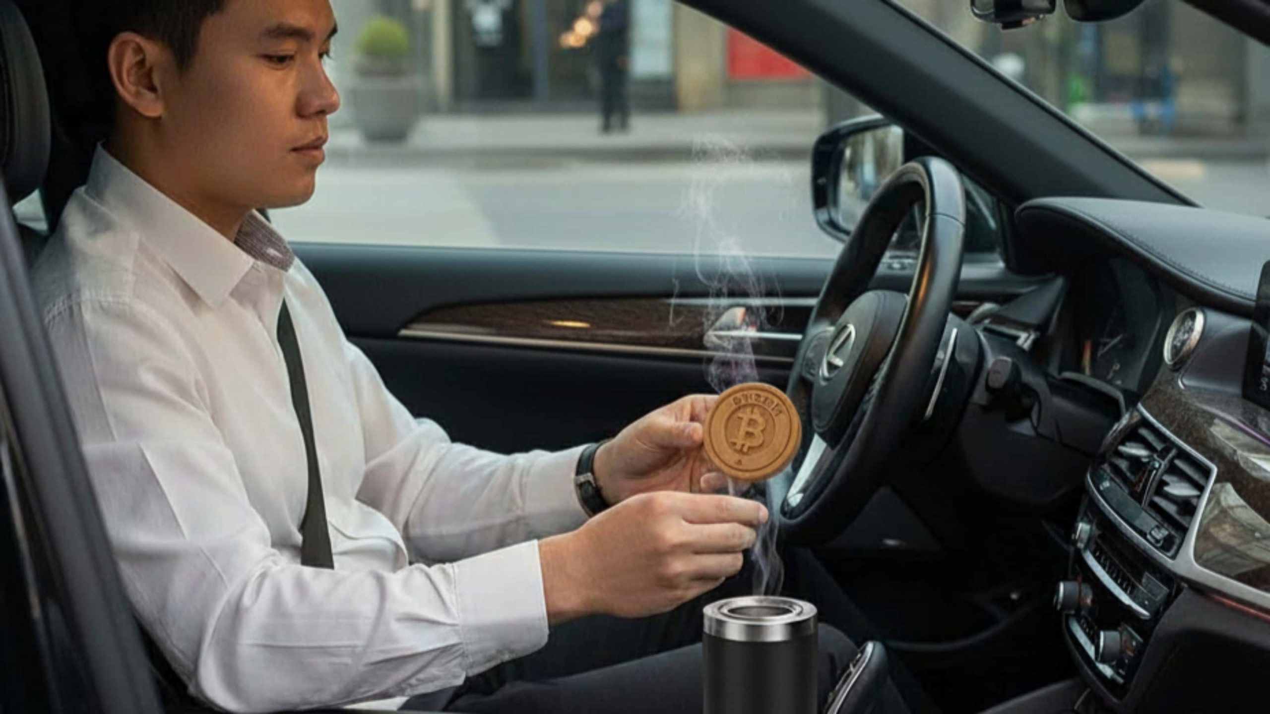 Chủ xe đặt lư xông trầm nhỏ trong ô tô khi khởi hành