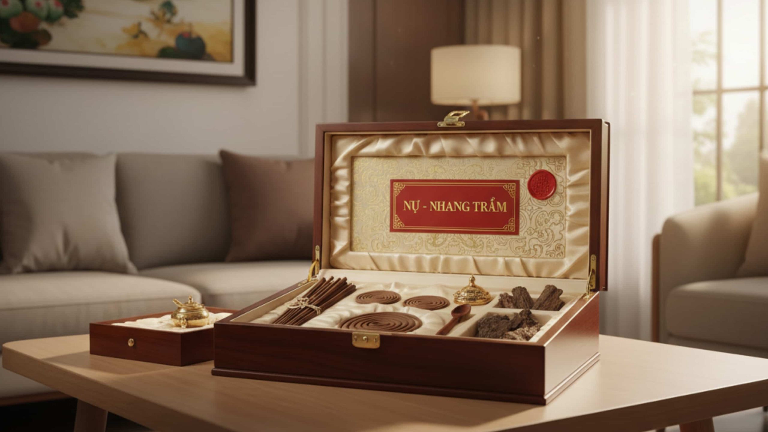 Hộp quà tặng nhang trầm hương cao cấp cho lễ tân gia