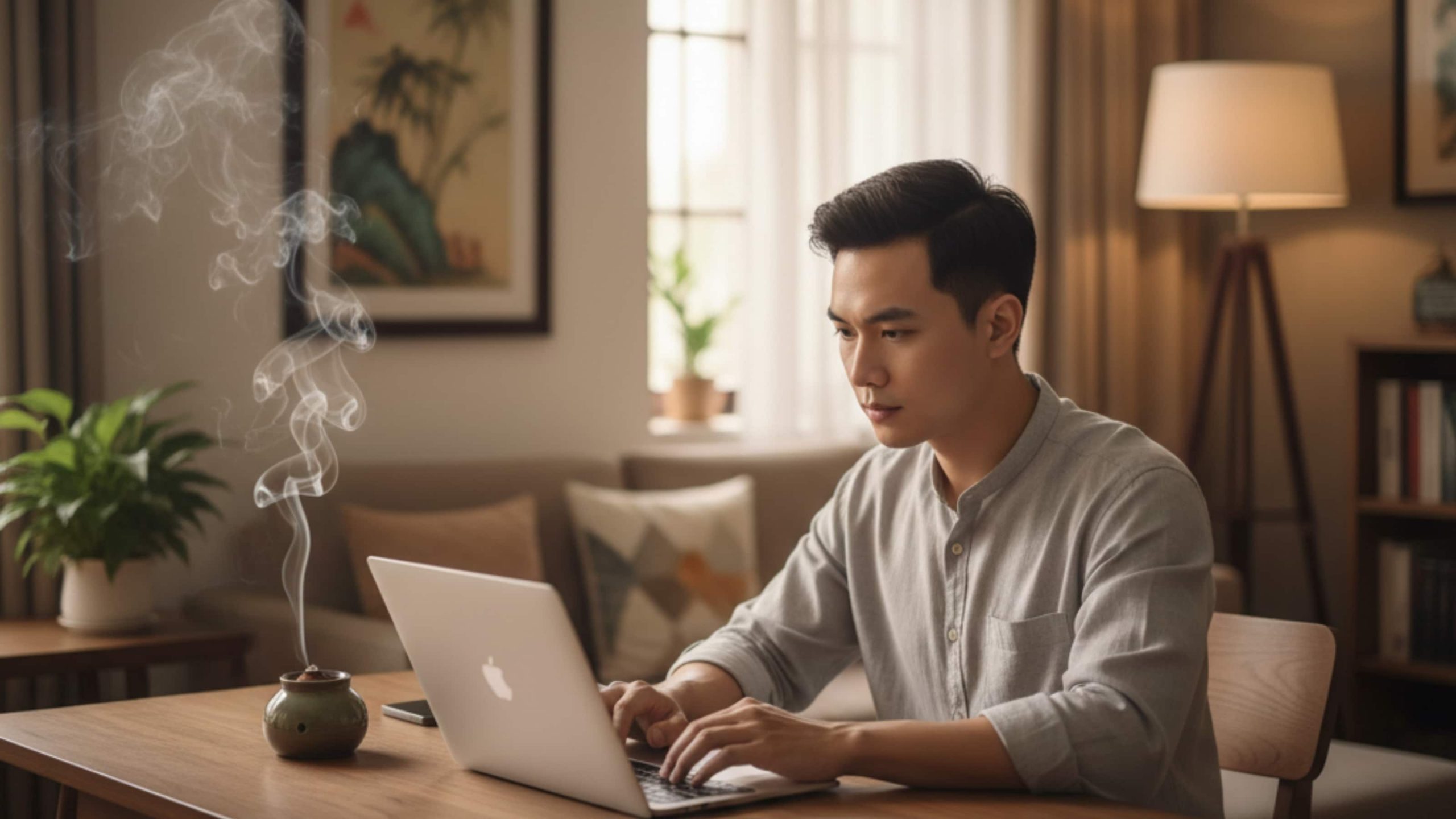 Trầm hương trên bàn làm việc – phong thủy cho sự nghiệp