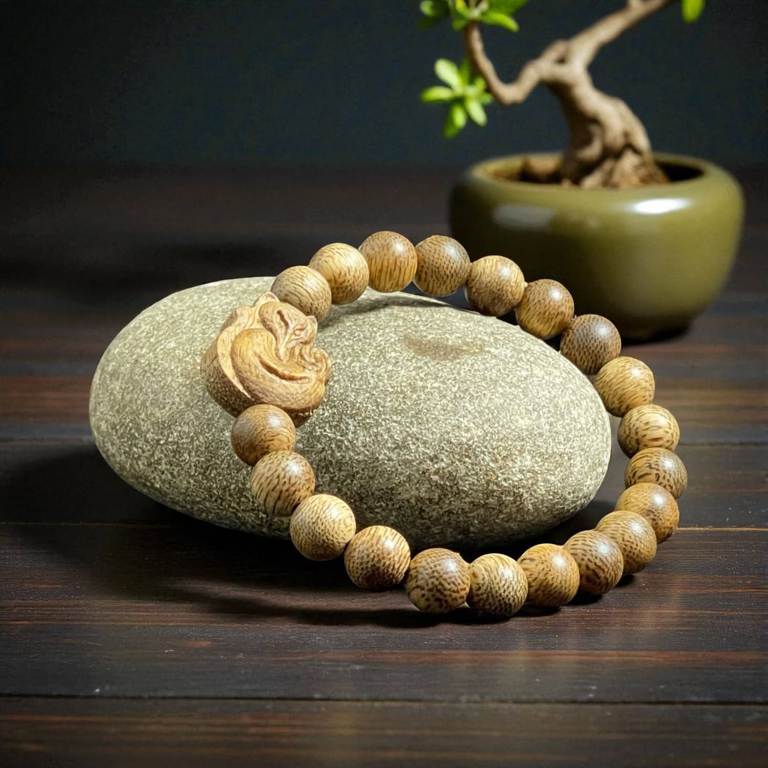 Vòng Trầm 8mm Charm Hoa văn– Thanh tịnh, An yên cho phái nữ