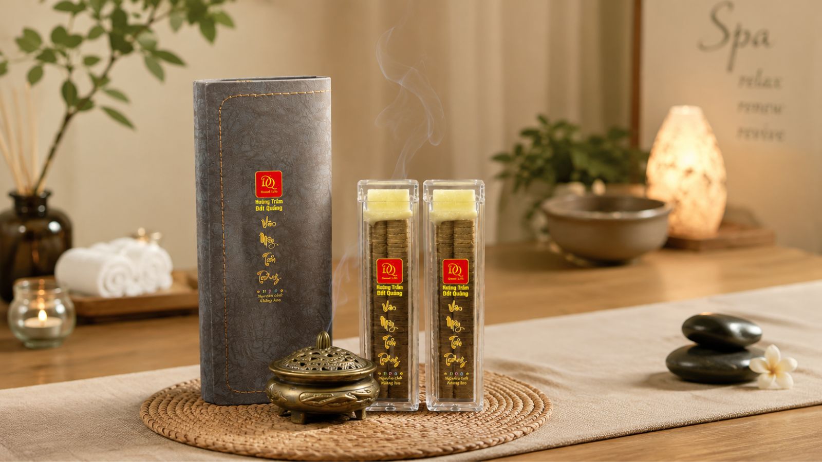 Vân Mây Tiểu Tường Trầm Hương MTR20M6 không keo kèm lư xông phượng hoà