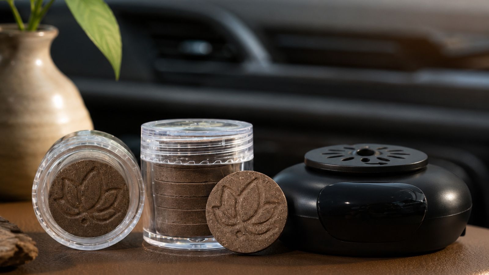 Viên nén trầm hương hoa sen XINUM56 không keo dùng cho ô tô kèm tẩu điện